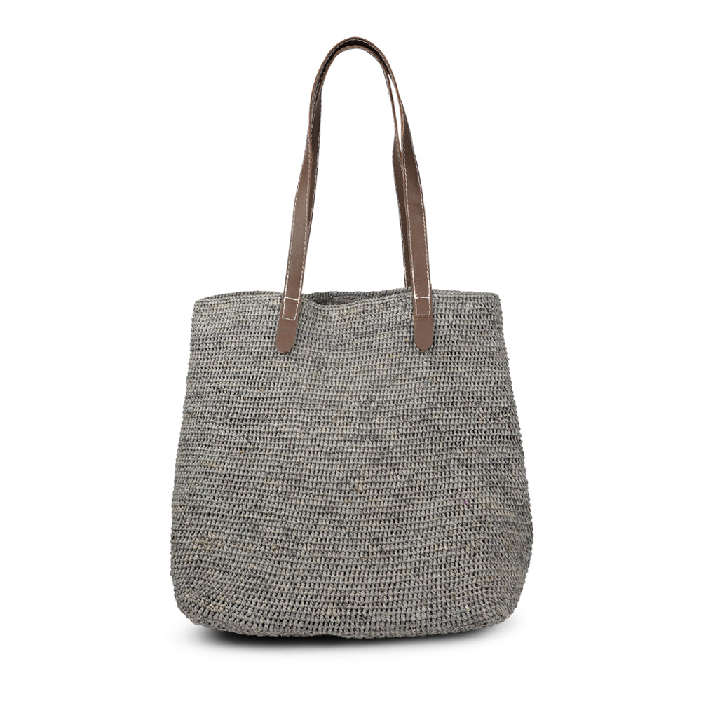 Ariosto -  Braided raffia tote bag - Leather handles