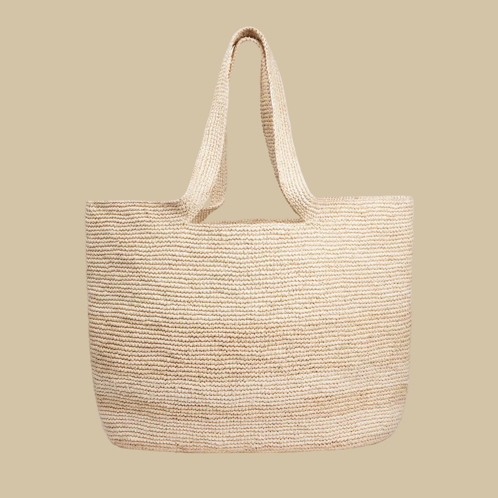 Cavallo Large - Crochet raffia tote with shoulder handles