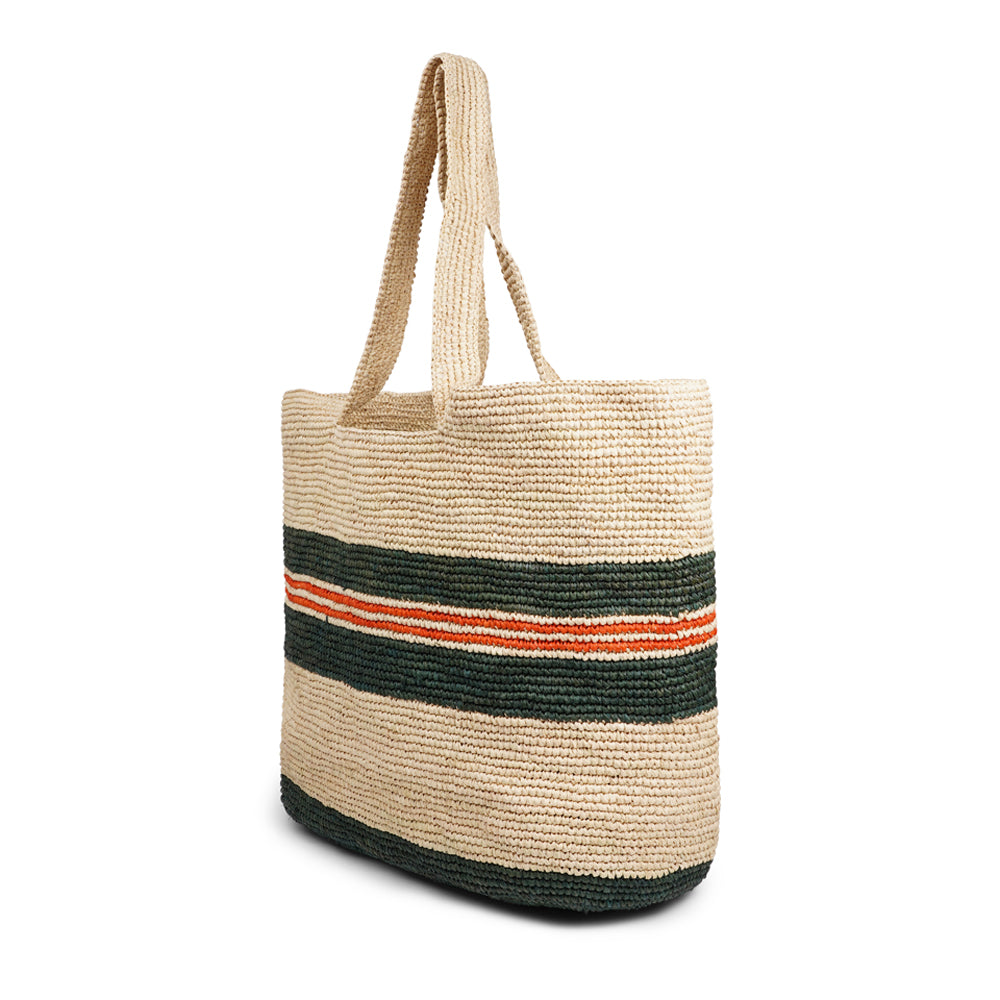 Cavallo, the charming Casual Shoulder tote bag fashioned from luxurious raffia sourced from Madagascar. Tailored for your everyday adventures, this tote boasts a spacious main compartment to accommodate all your necessities while you're on the move. Raffia, derived from the resilient leaves of the palm tree, is celebrated for its versatility and eco-conscious qualities, making it a sought-after material in the realm of fashion accessories.
