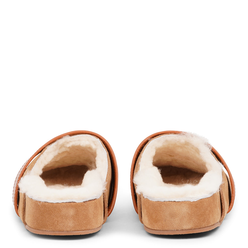 Lovelies Studio - Denmark - Suede mules with curly shearling lining. Lovelies shearling mules will bring softness and warmth to your feet. The combination of soft curly shearling and the durable cork and rubber sole <meta charset="utf-8"><span data-mce-fragment="1">guarantees the utmost comfort to the wearer.