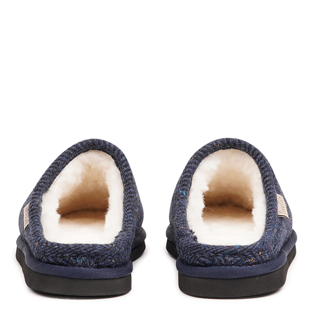 Introducing the Darwin slippers for men, designed for ultimate comfort and warmth. Crafted from 100% wool, these open slippers feature a footbed and lining made from luxurious shearling fur, offering a soft, plush feel that keeps your feet cozy all day long. The natural properties of the shearling help regulate temperature, ensuring your feet stay warm during the colder months while remaining comfortable and dry.
The slippers are equipped with a lightweight and flexible EVA sole, providing durability an