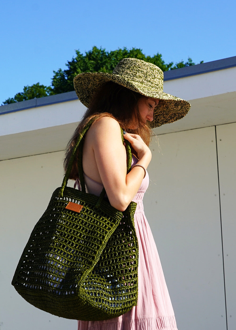 Diavoli - Crochet raffia basket with shoulder handle