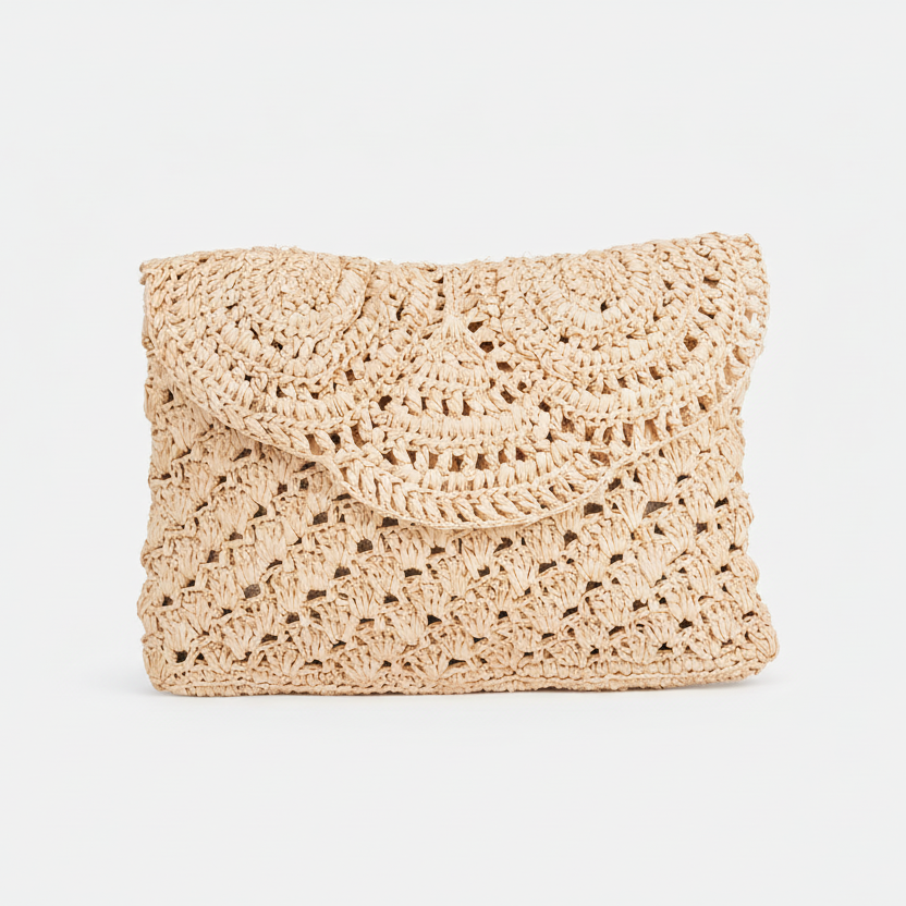 Gerani - Crochet raffia clutch