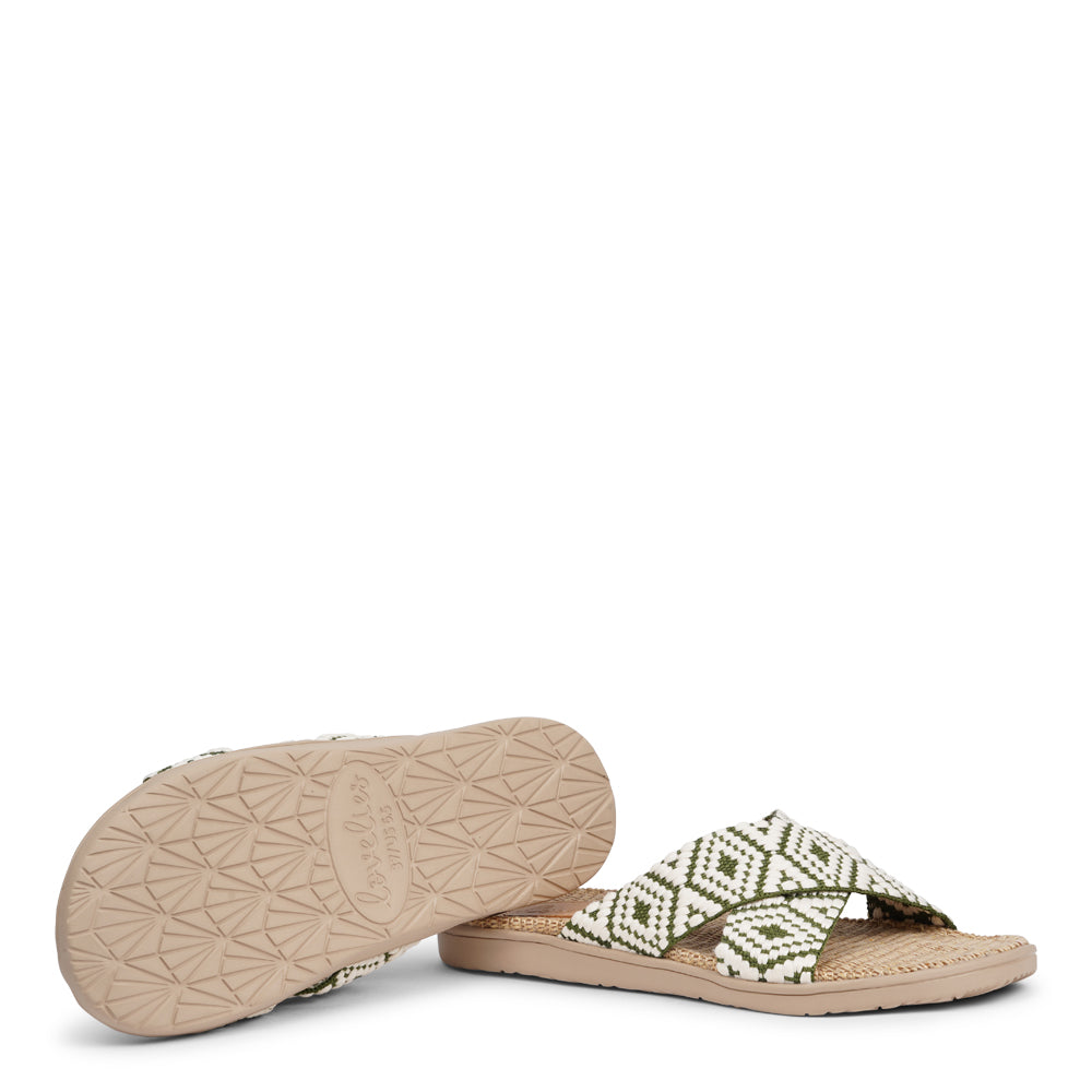 Lovelies - The Gili sandal, a tribute to the serene Indonesian island that inspired its name. A sandal imbued with the essence of natural elegance, perfect for the summer season.
Slip into the Gili sandal and treat your feet to double-layered rubber soles that cushion every step with comfort. Its mid-sole featuring natural jute adds a dash of earthy elegance.
Get ready to rock the beach with wide cotton straps boasting intricate patterns and vibrant hues, blending fashion and function seamlessly.