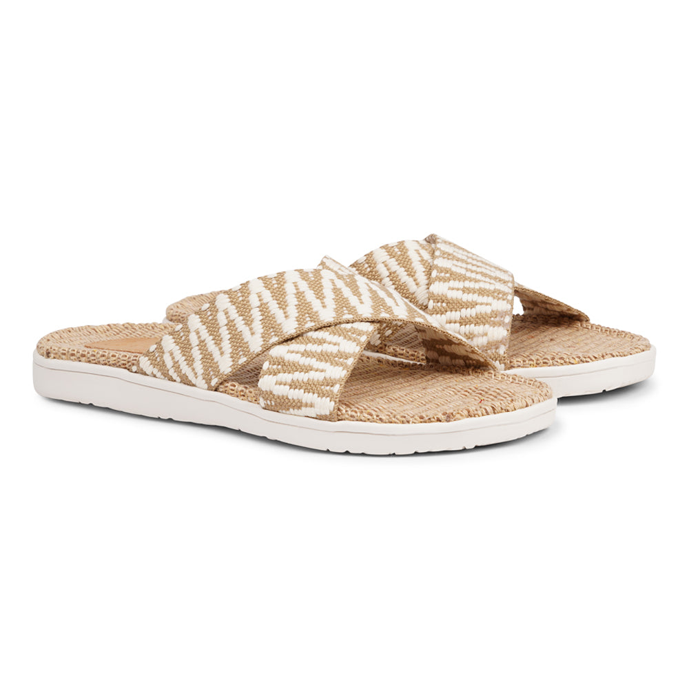 The casual Harmal sandal, a tribute to the breathtaking beach in North Goa that inspires its name.  Step into comfort and style with its unique design, featuring double-layered soft and durable rubber soles. The mid-sole, adorned with natural jute, adds a touch of eco-friendly elegance.