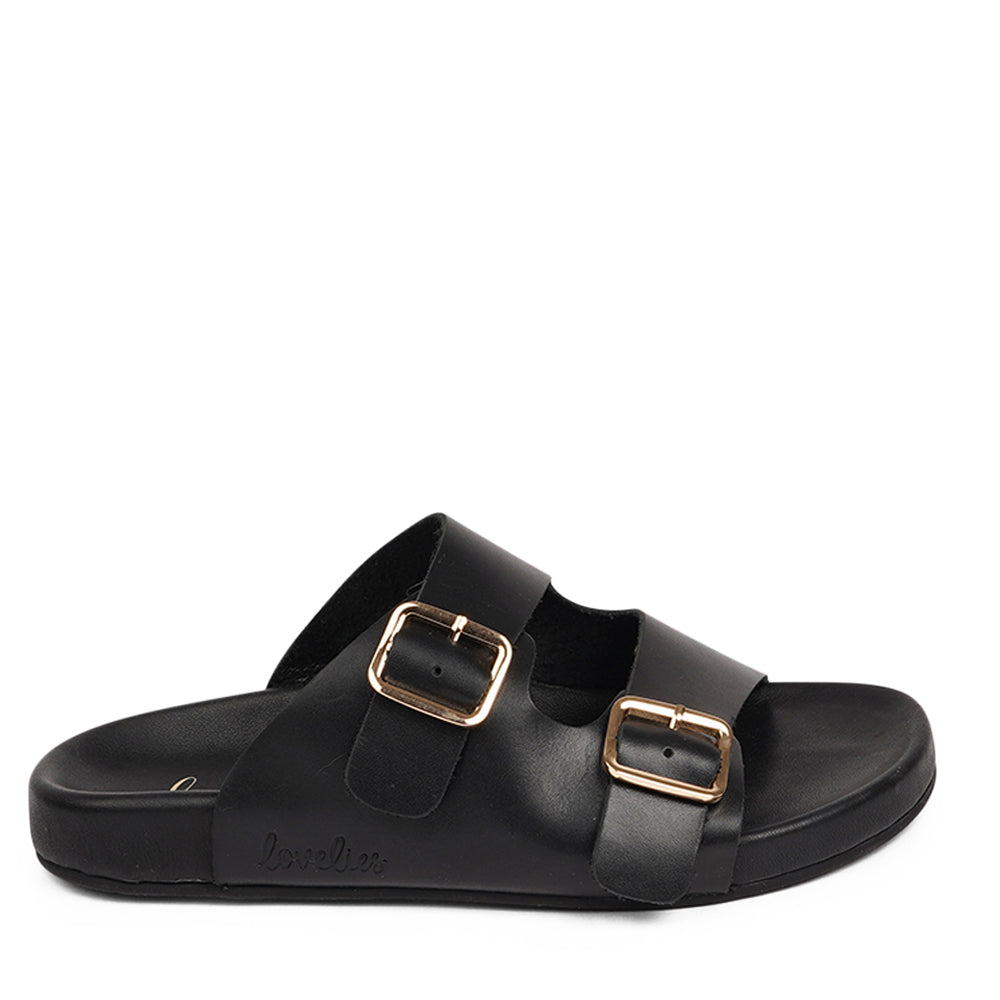 Lovelies Studio - Black Lamia leather sandals. Handmade in soft leather for best comfort.