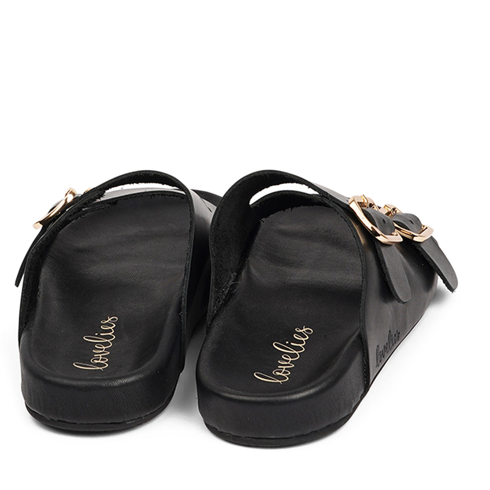 Lovelies Studio - Black Lamia leather sandals. Handmade in soft leather for best comfort.