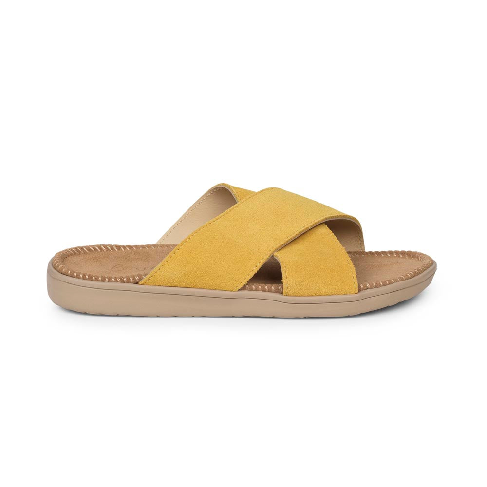 Sandals with straps of soft suede. The comfortable inner sole in covered with suede Outsole / Insole : EVA  Rubber  Footbed: Suede (100% cow leather) Lining: 100% cow leather Upper: Suede (100% cow leather) LWG Environmental GOLD RATED Certification