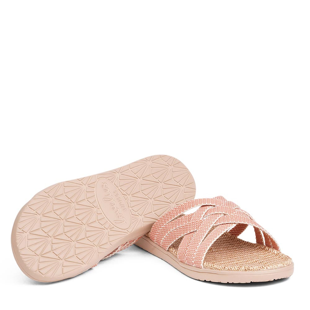 Lovelies Studio - Discover the captivating Matara sandal, named after the enchanting beach of Sri Lanka. This sumptuous sandal is composed of luxuriantly soft and resilient gum rubber, with a natural jute innersole. The closely woven cotton straps infuse a delicate and fanciful aesthetic, providing an effortless sophistication for any ensemble.