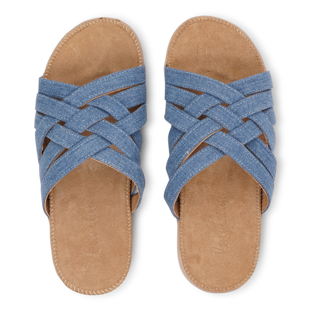 Say hello to the captivating Matara sandal, drawing inspiration from the stunning coasts of Sri Lanka. This sandal is a luxurious treat, featuring durable rubber embraced by velvety suede. With delicate denim straps adding a playful flair, it effortlessly enhances any ensemble. It's the ultimate blend of chic and trendy style.