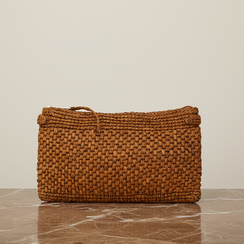 Lovelies - Meliso, the little charming clutch fashioned from luxurious raffia sourced from Madagascar.
Raffia, derived from the resilient leaves of the palm tree, is celebrated for its versatility and eco-conscious qualities, making it a sought-after material in the realm of fashion accessories.
Handcrafted with precision, raffia handbags epitomize a blend of casual sophistication, suitable for a myriad of occasions, be it a leisurely outing or a formal affair.