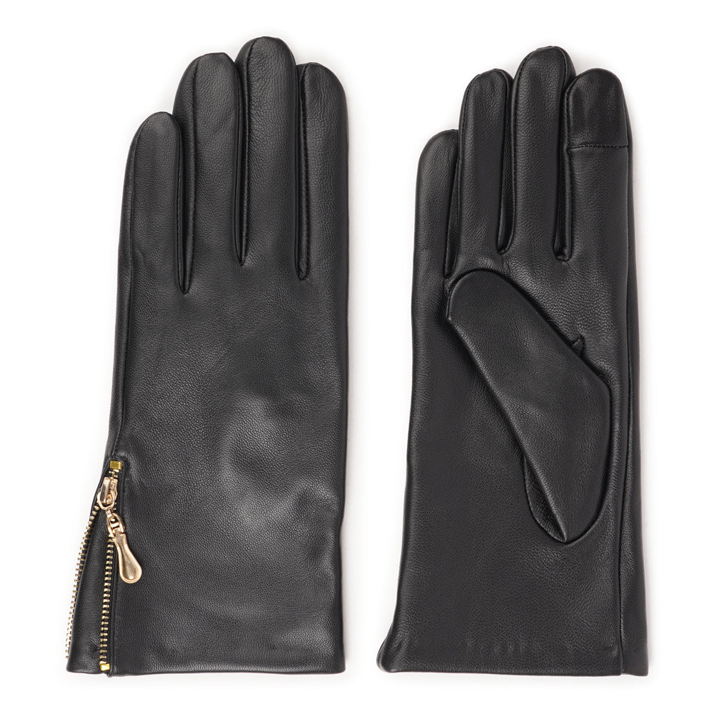 Morasso - Feminine Leather Gloves with Zip Detail