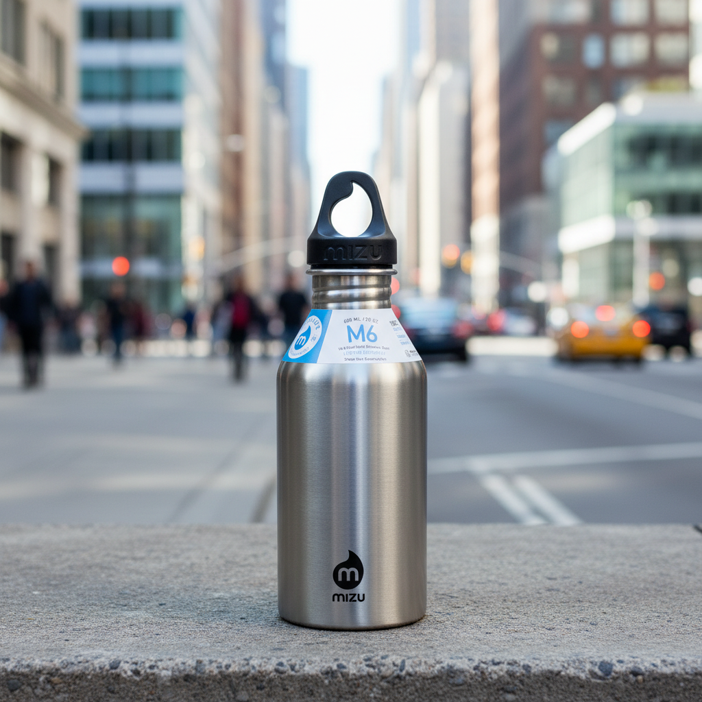 600 ml single wall stainless steel bottle with a black loop cap. The M6 stainless steel bottle from Mizu has the perfect size and will fit perfect in your car or in your sports bag. Insulated: No Material: Stainless steel (18/8) BRA free Volume: 20 oz / 600 ml Height: 215 mm Diameter: 70 mm Weight: 180 gr Fits in a cup holder: Yes We just love the mantra at Mizu which goes like this: Enjoy the journey. Leave nothing behind.