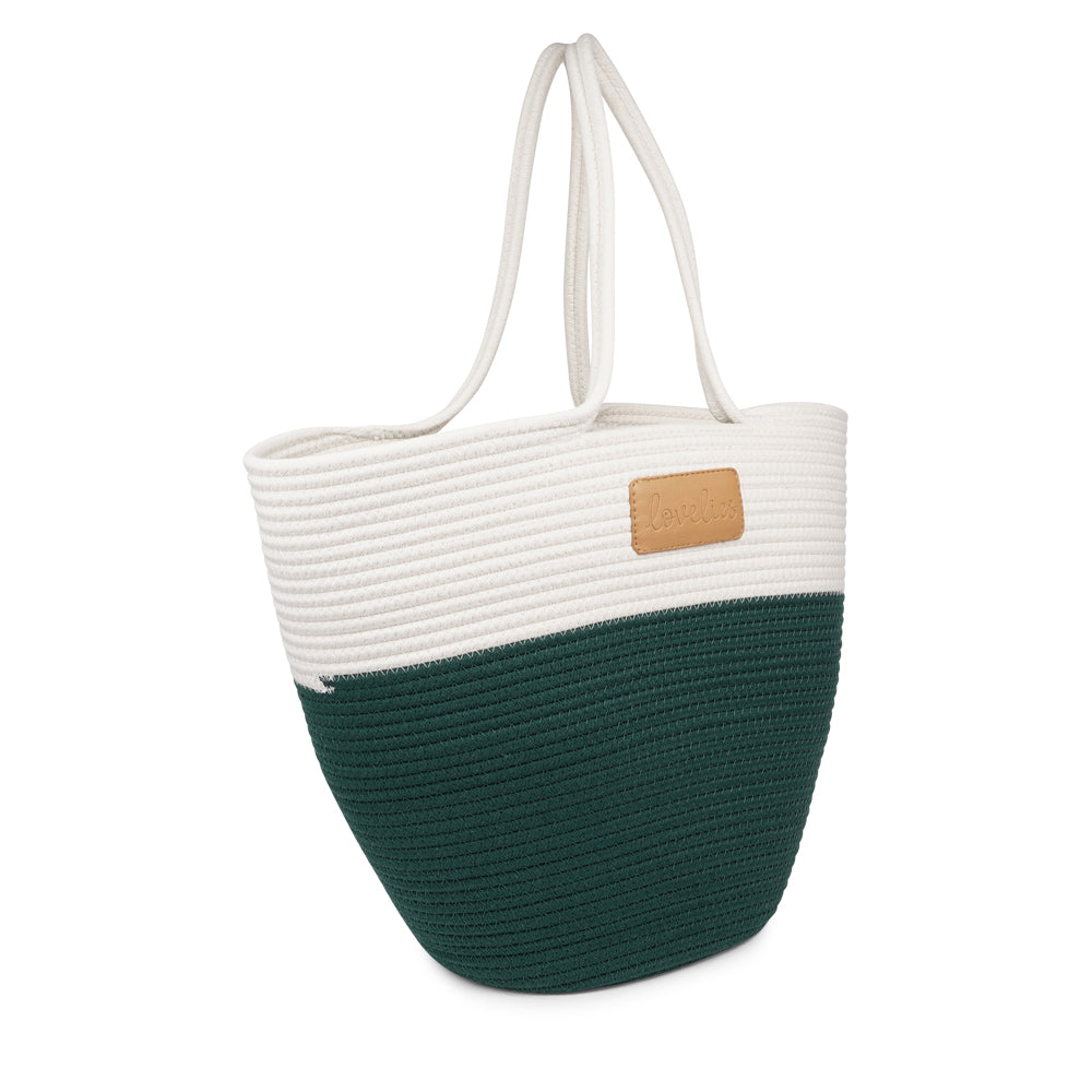 Lovelies Studio - Danish design - The NADI beach bag features a sleek and clean design, with a white upper that exudes a sense of effortless elegance. Adding a stylish twist, the bottom is adorned with a vibrant contrast color, making it a true standout accessory. At Lovelies, we prioritize both style and sustainability. That's why our Flamencos beach bag is made from a blend of cotton and recycled polyester, offering durability while minimizing our environmental impact.