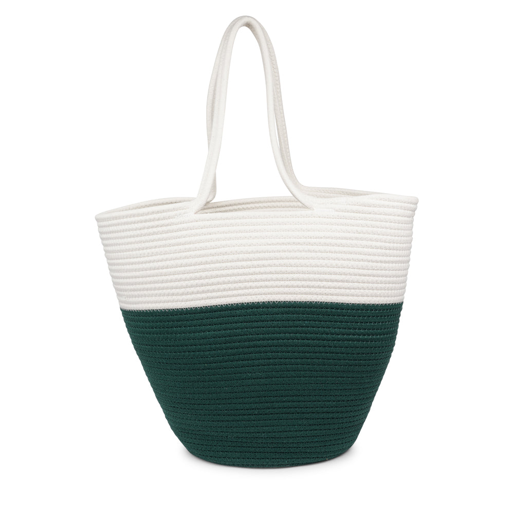 Lovelies Studio - Danish design - The NADI beach bag features a sleek and clean design, with a white upper that exudes a sense of effortless elegance. Adding a stylish twist, the bottom is adorned with a vibrant contrast color, making it a true standout accessory. At Lovelies, we prioritize both style and sustainability. That's why our Flamencos beach bag is made from a blend of cotton and recycled polyester, offering durability while minimizing our environmental impact.