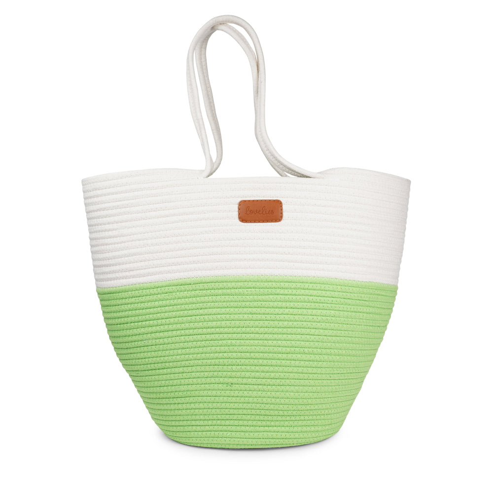 NADI Beach Bag – the perfect blend of minimalism, style, and everyday functionality. Designed for those who love clean lines and subtle statement pieces, this beach bag combines natural textures with a bold color contrast for a timeless yet modern look.
Crafted from high-quality cotton ropes and recycled polyester, the NADI bag features a fresh white upper and a vibrant contrast-colored base that adds just the right pop of personality. Spacious and sturdy, it’s ideal for beach days, market runs, picnics, o