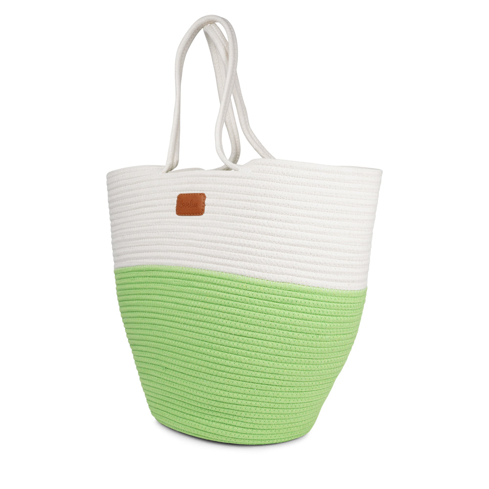 NADI Beach Bag – the perfect blend of minimalism, style, and everyday functionality. Designed for those who love clean lines and subtle statement pieces, this beach bag combines natural textures with a bold color contrast for a timeless yet modern look.
Crafted from high-quality cotton ropes and recycled polyester, the NADI bag features a fresh white upper and a vibrant contrast-colored base that adds just the right pop of personality. Spacious and sturdy, it’s ideal for beach days, market runs, picnics, o