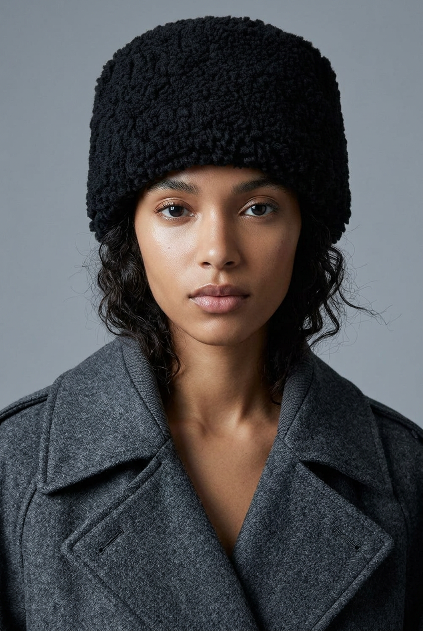 Nanda – Chapeau rond élégant en peau lainée