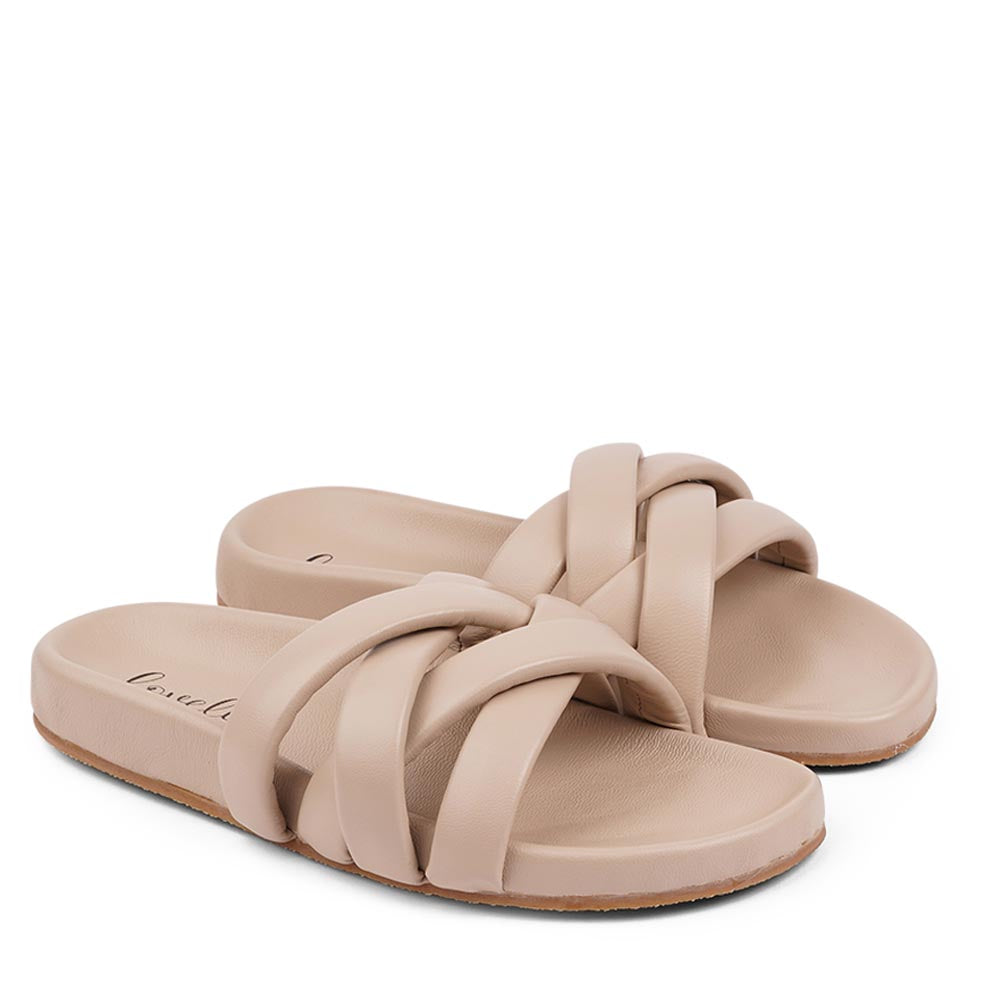 Lovelies Studio These soft nappa leather sandals come with 4 puffy leather straps for the best fit, comfort and style With its delicate and soft fabrics, you feel at ease and elegant at the same time.