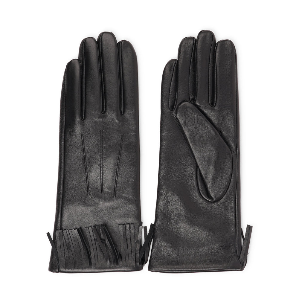 Lovelies Studio - The Pordenone gloves offer a perfect blend of bold style and luxurious comfort. Crafted from premium leather, they feature eye-catching fringe detailing for a unique look.
Lined with soft cashmere, these gloves ensure warmth and elegance, making them a standout accessory for the colder months.