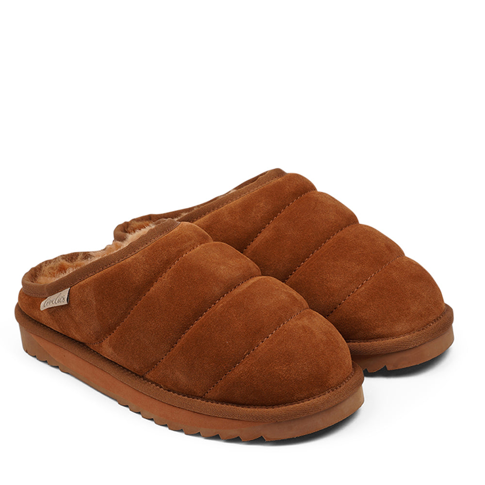 Lovelies Studio - Suede Mules with curly shearling lining  Lovelies shearling mules will bring softness and warmth to your feet this autumn. The combination of soft curly shearling and the durable cork and rubber sole guarantees the utmost comfort to the wearer.