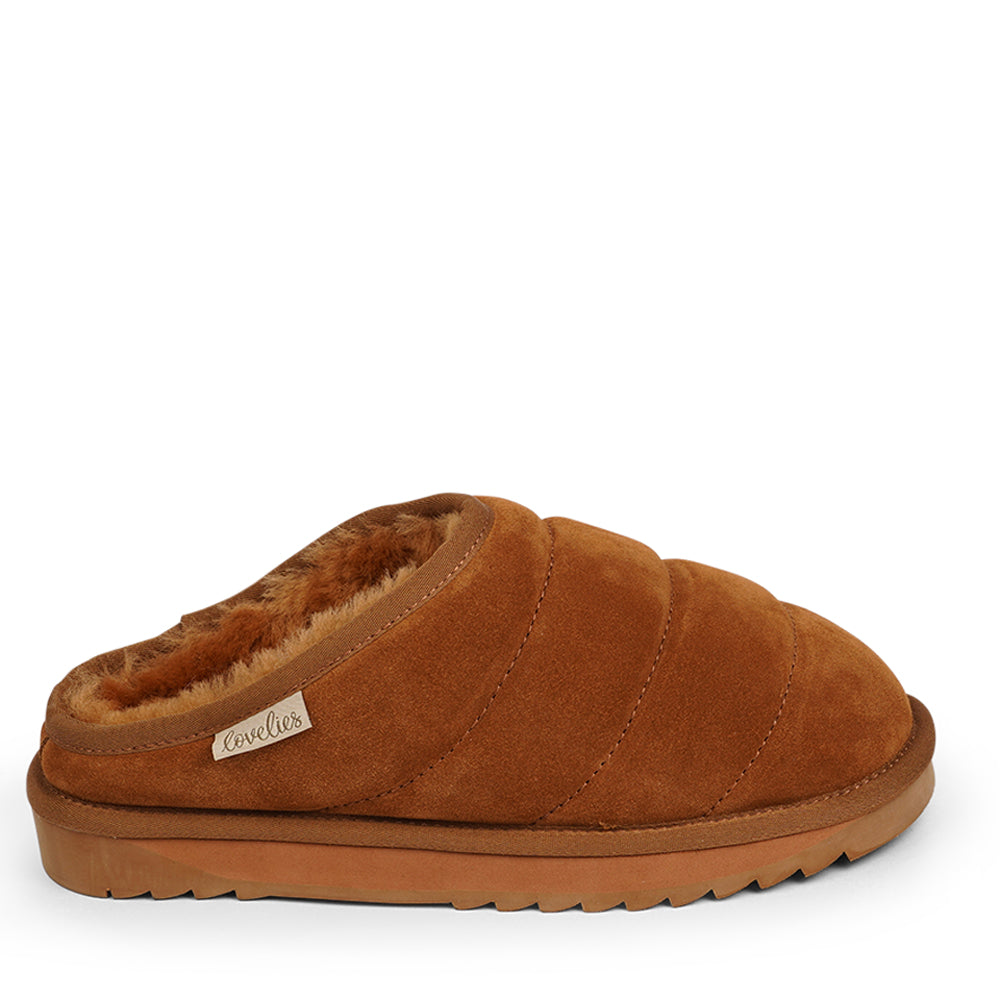 Lovelies Studio - Suede Mules with curly shearling lining  Lovelies shearling mules will bring softness and warmth to your feet this autumn. The combination of soft curly shearling and the durable cork and rubber sole guarantees the utmost comfort to the wearer.