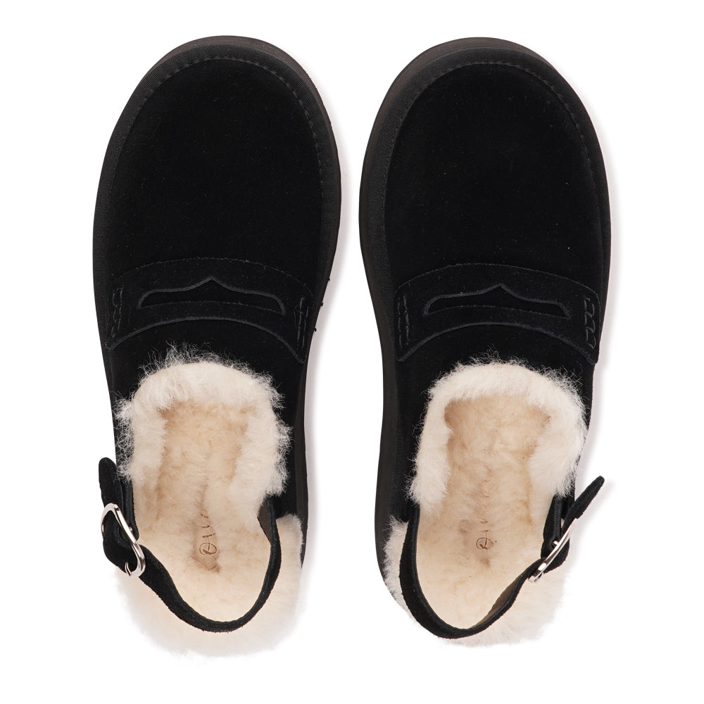 Step into a world of luxury and coziness with our Siple suede mules. Crafted with the finest suede, these mules are designed to provide not only elegance but also ultimate comfort for your feet. The sumptuous shearling lining ensures your feet stay warm and snug, making them the perfect choice for colder days.
The standout feature of the Siple mules is the adjustable heel strap, allowing you to customize the fit to your liking. This ensures a secure and comfortable feel as you walk, no matter where your da