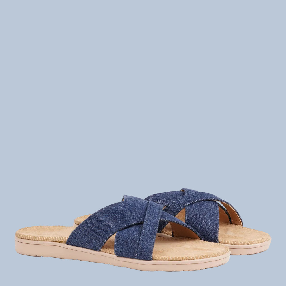 Lovelies Studio - Denmark - The charming Tsilia sandal, inspired by a small and chilled bay in Greece.
This sandal exudes casual charm with a hint of coolness, made from resilient yet gentle rubber embraced by smooth suede. Delicate denim straps add a touch of whimsy, effortlessly elevating any outfit. It's the perfect fusion of chic and trendy style.