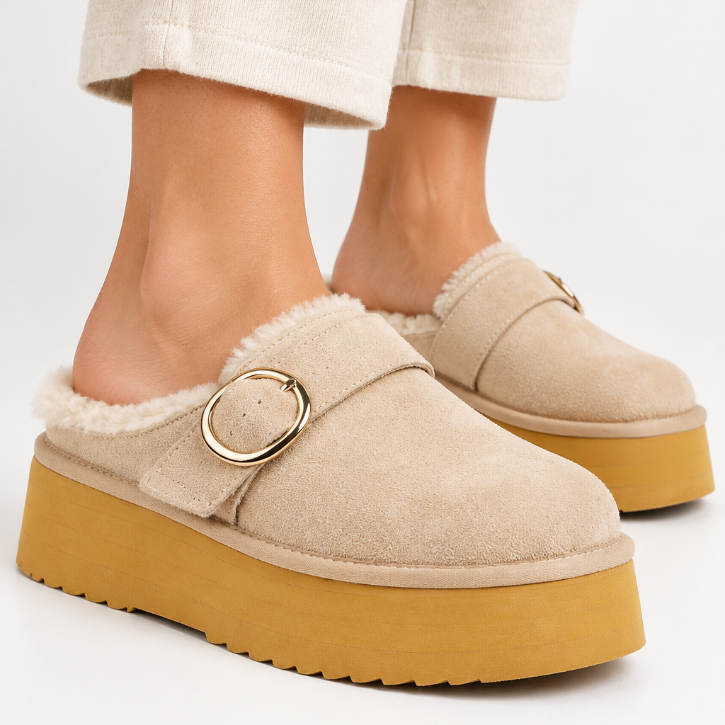 Viso – Wildleder-Mules mit Lammfell