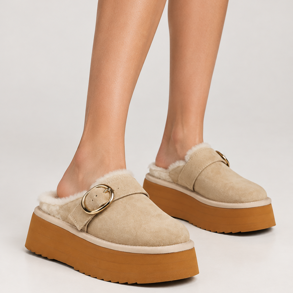 Viso – Wildleder-Mules mit Lammfell