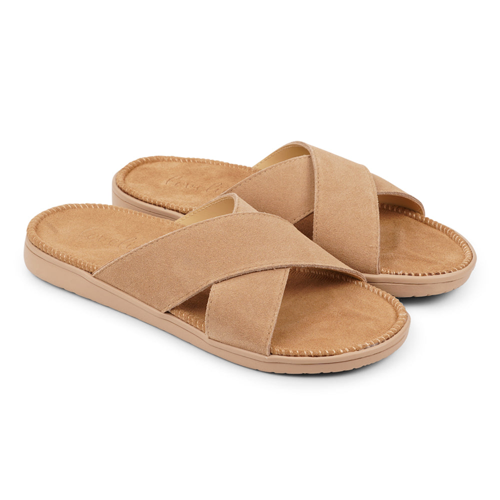 Lovelies Studio -  Bellevue cross suede sandal with the most comfortable rubber sole which is covered in exclusive suede. The sandal has a wonderful feminine look and will match your summer dresses and light blue jeans perfectly. Enjoy your lovelies !