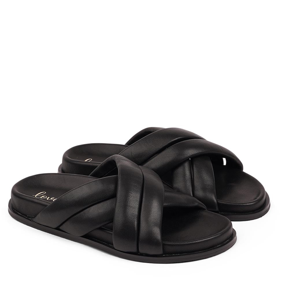 Lovelies Studio - Faiano Nappa leather sandals. These soft nappa leather sandals come with 4 puffy leather straps for the best fit  With its delicate and soft fabrics, you feel at ease and elegant at the same time. The easy to-go sandals will fit to your feminine dress or your summer jeans.