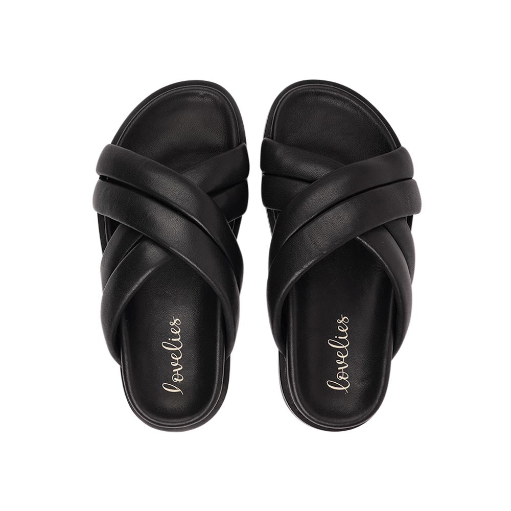 Lovelies Studio - Faiano Nappa leather sandals. These soft nappa leather sandals come with 4 puffy leather straps for the best fit  With its delicate and soft fabrics, you feel at ease and elegant at the same time. The easy to-go sandals will fit to your feminine dress or your summer jeans.