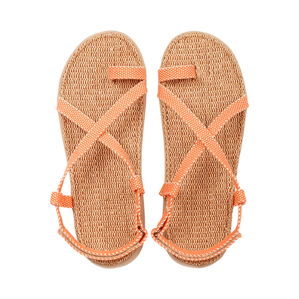 The Isola style has a velcro lock heel strap and a simple loop for the toe, so beautiful and elegant. With its delicate and soft fabrics, you feel at ease and elegant at the same time. The easy to-go sandals with their striking summer colours are a perfect fit to your feminine summer dresses and your light blue summer jeans. Enjoy your Lovelies! Material: Outsole / Insole : Rubber Footbed: 100% Natural Jute Upper: Cotton Webbing Heel Heights 2 cm Handmade with passion