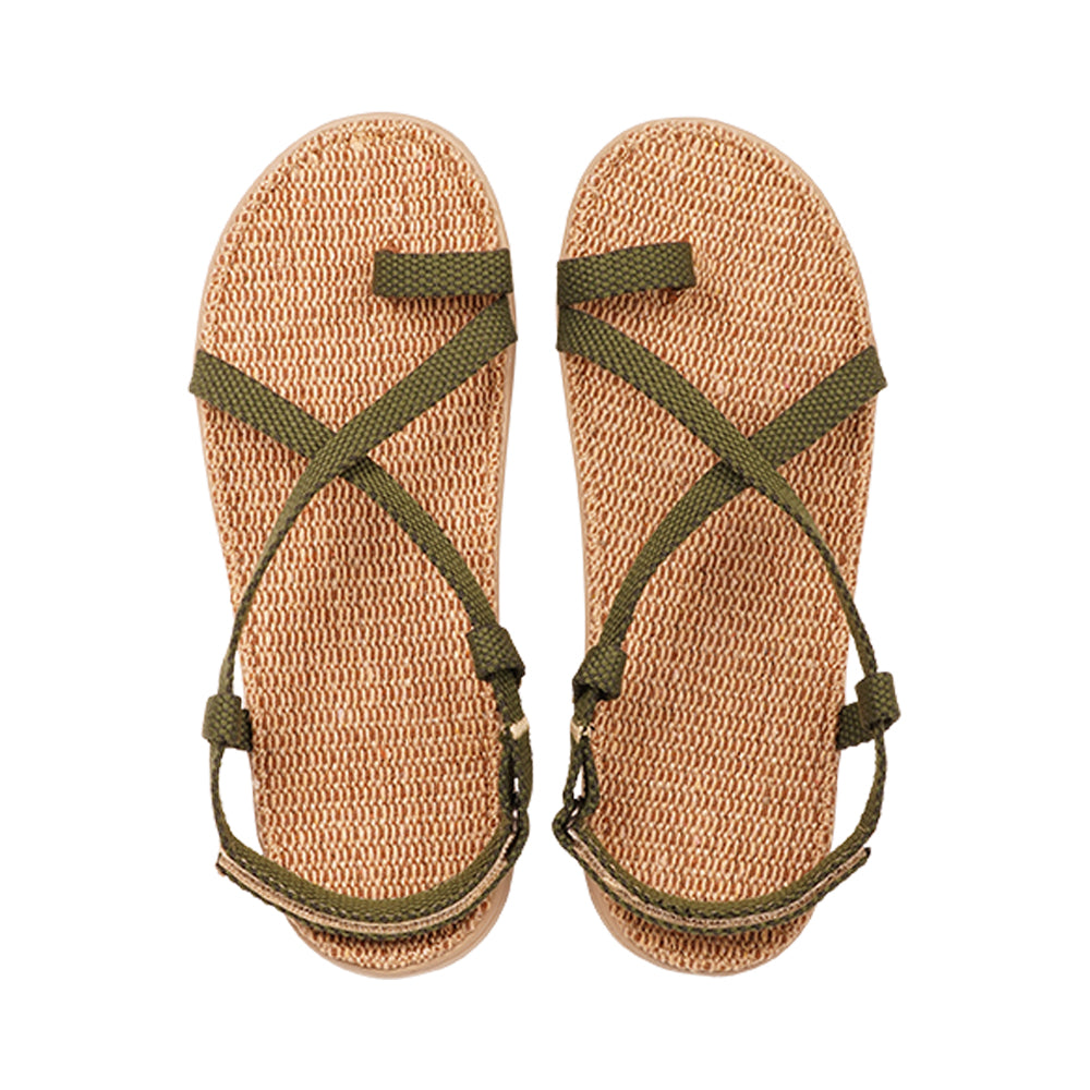The Isola style has a velcro lock heel strap and a simple loop for the toe, so beautiful and elegant. With its delicate and soft fabrics, you feel at ease and elegant at the same time. The easy to-go sandals with their striking summer colours are a perfect fit to your feminine summer dresses and your light blue summer jeans. Enjoy your Lovelies! Material: Outsole / Insole : Rubber Footbed: 100% Natural Jute Upper: Cotton Webbing Heel Heights 2 cm Handmade with passion