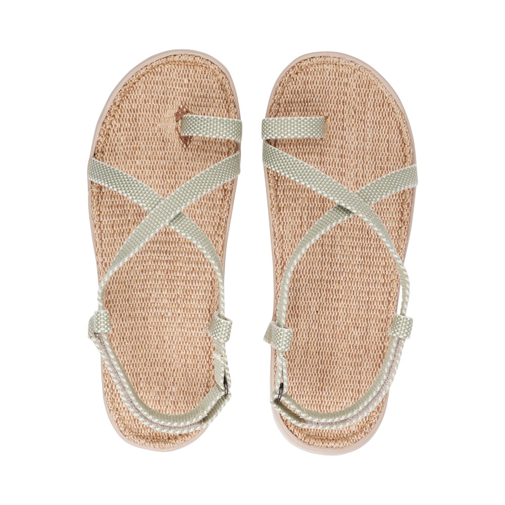 The Isola style has a velcro lock heel strap and a simple loop for the toe, so beautiful and elegant. With its delicate and soft fabrics, you feel at ease and elegant at the same time. The easy to-go sandals with their striking summer colours are a perfect fit to your feminine summer dresses and your light blue summer jeans. Enjoy your Lovelies! Material: Outsole / Insole : Rubber Footbed: 100% Natural Jute Upper: Cotton Webbing Heel Heights 2 cm Handmade with passion