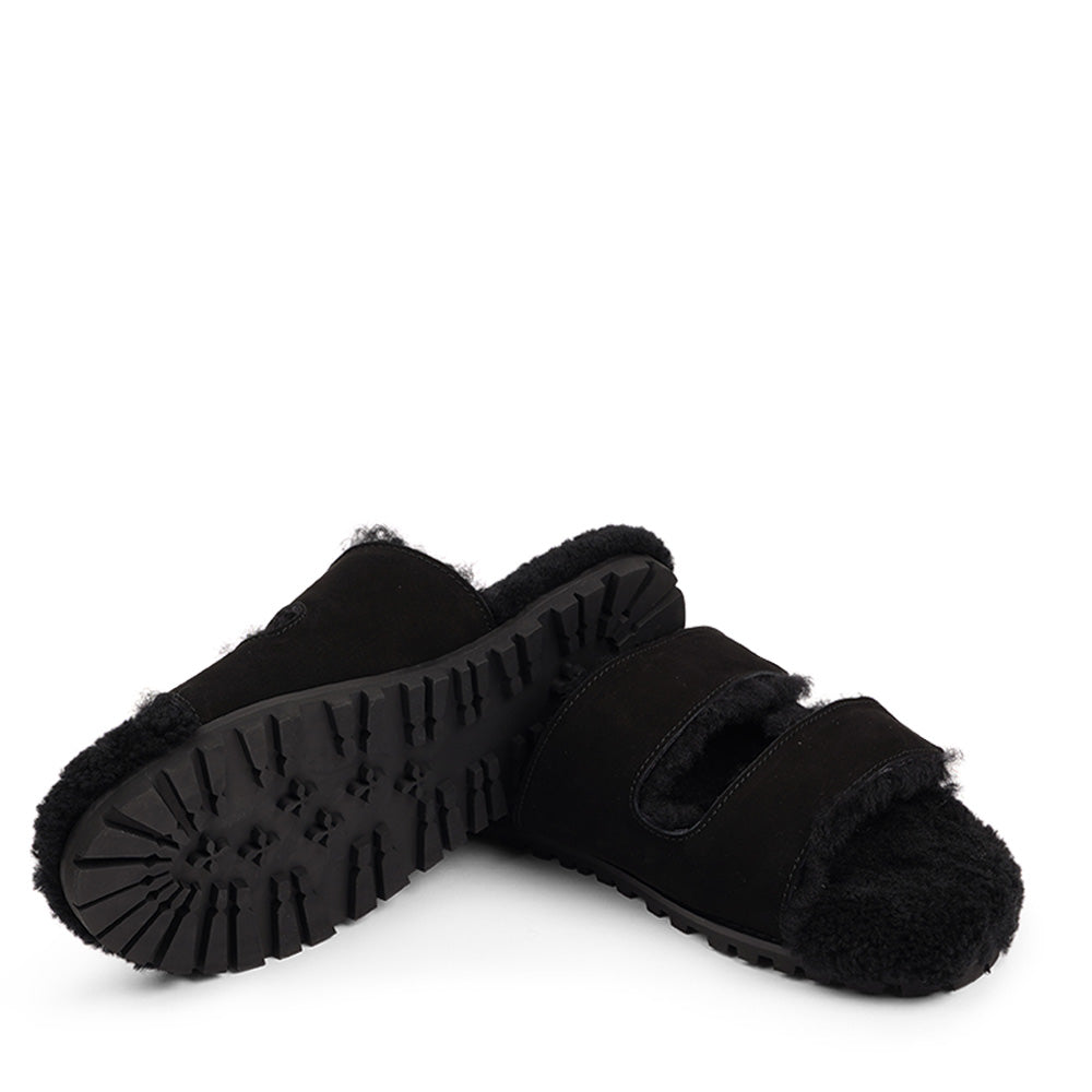 Lovelies Studio - Adjustable Nubuck sandals with shearling lining Lovelies shearling sandals will bring softness and warmth to your feet this autumn. The combination of soft shearling and rubber sole guarantees the utmost comfort to the wearer. Lovelies Studio is a Danish brand.