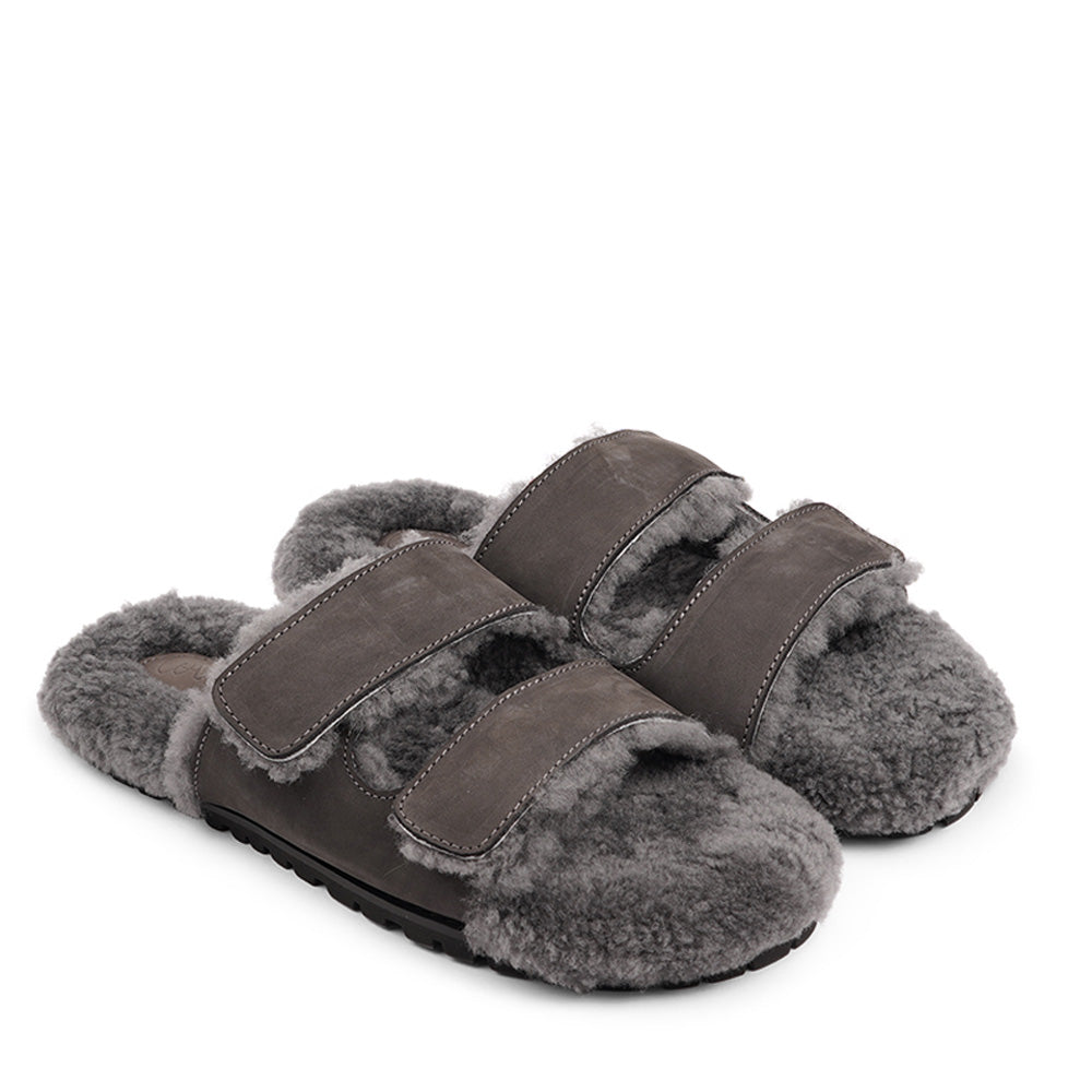 Lovelies Studio - Adjustable Nubuck sandals with shearling lining Lovelies shearling sandals will bring softness and warmth to your feet this autumn. The combination of soft shearling and rubber sole guarantees the utmost comfort to the wearer. Lovelies Studio is a Danish brand.