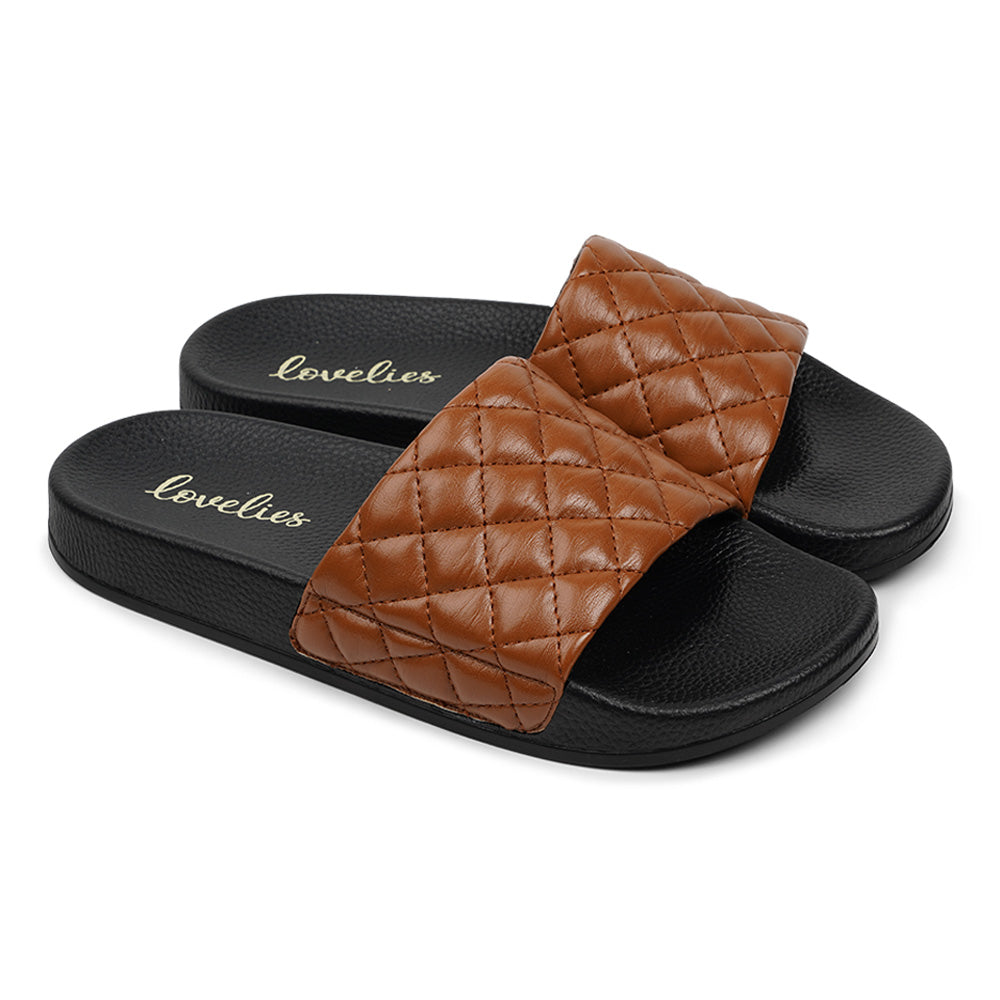 NIB APL Lusso Quilted Chocolate Brown Leather Slides Mens 12/ Womens 13.5 ss25-lussoslide-camel-5_480x.  main image 3