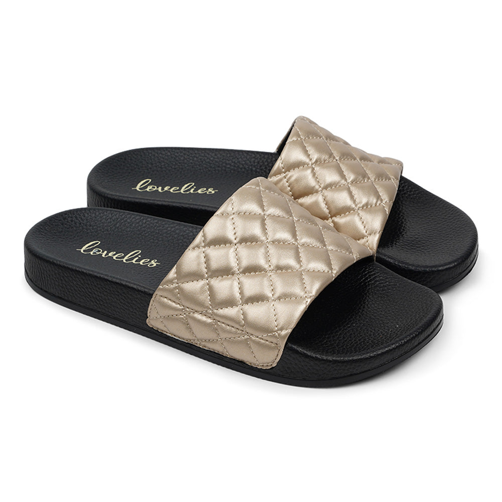 Lovelies Summer slides Quilted vegan Leather