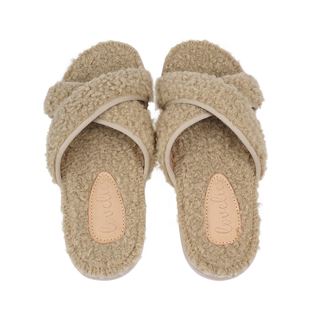 Soft and cosy lounge slippers  Lovelies lounge slippers are the essence of comfortability. When you’re in the need of surrounding your feet in soft and warm slippers, Lovelies lounge slippers are the answer. With soft and durable soles, fine wool and a gorgeous design, you’ll never want to wear any other home-shoe to make you feel at ease.