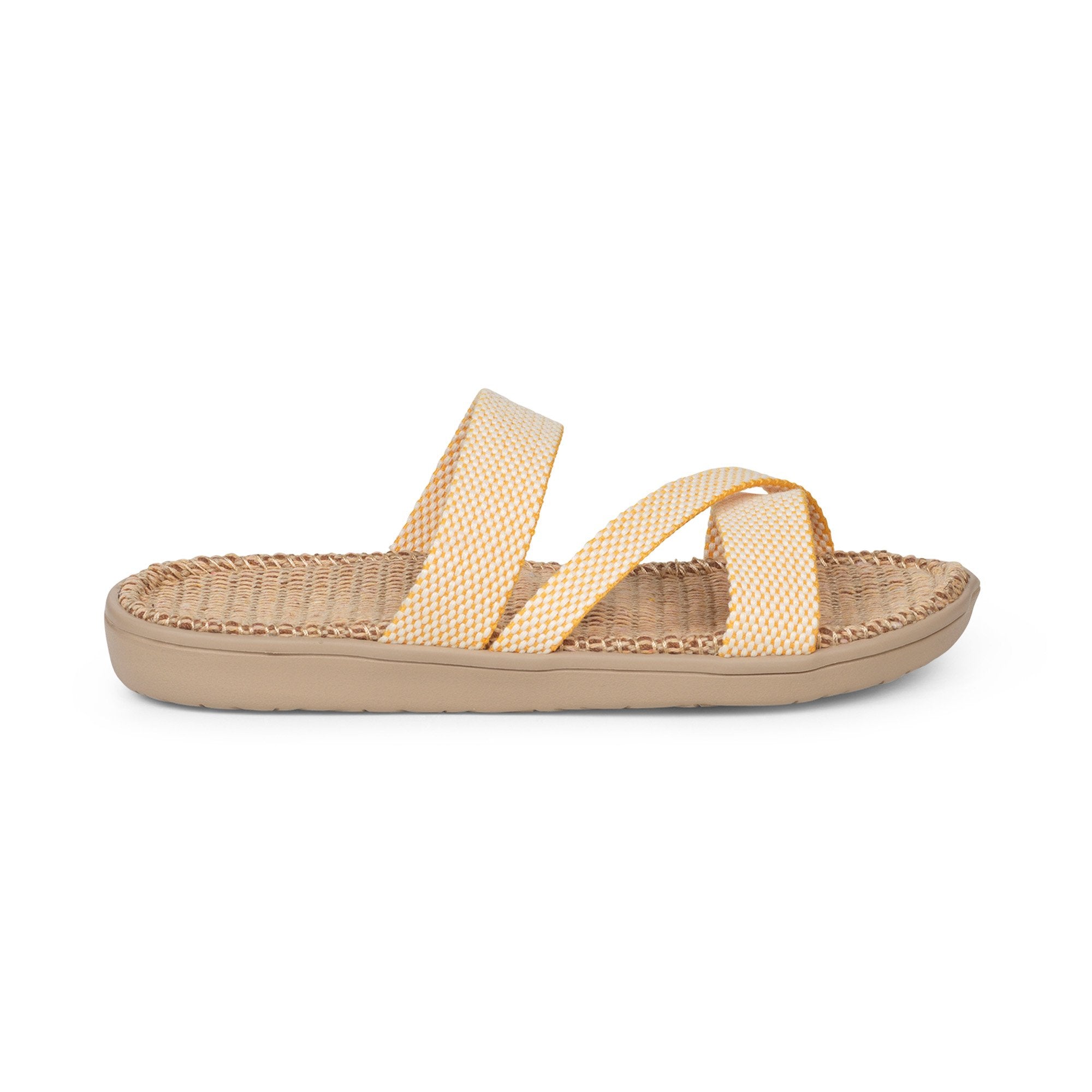 Sandals with straps of soft cotton. The comfortable inner sole in covered with jute