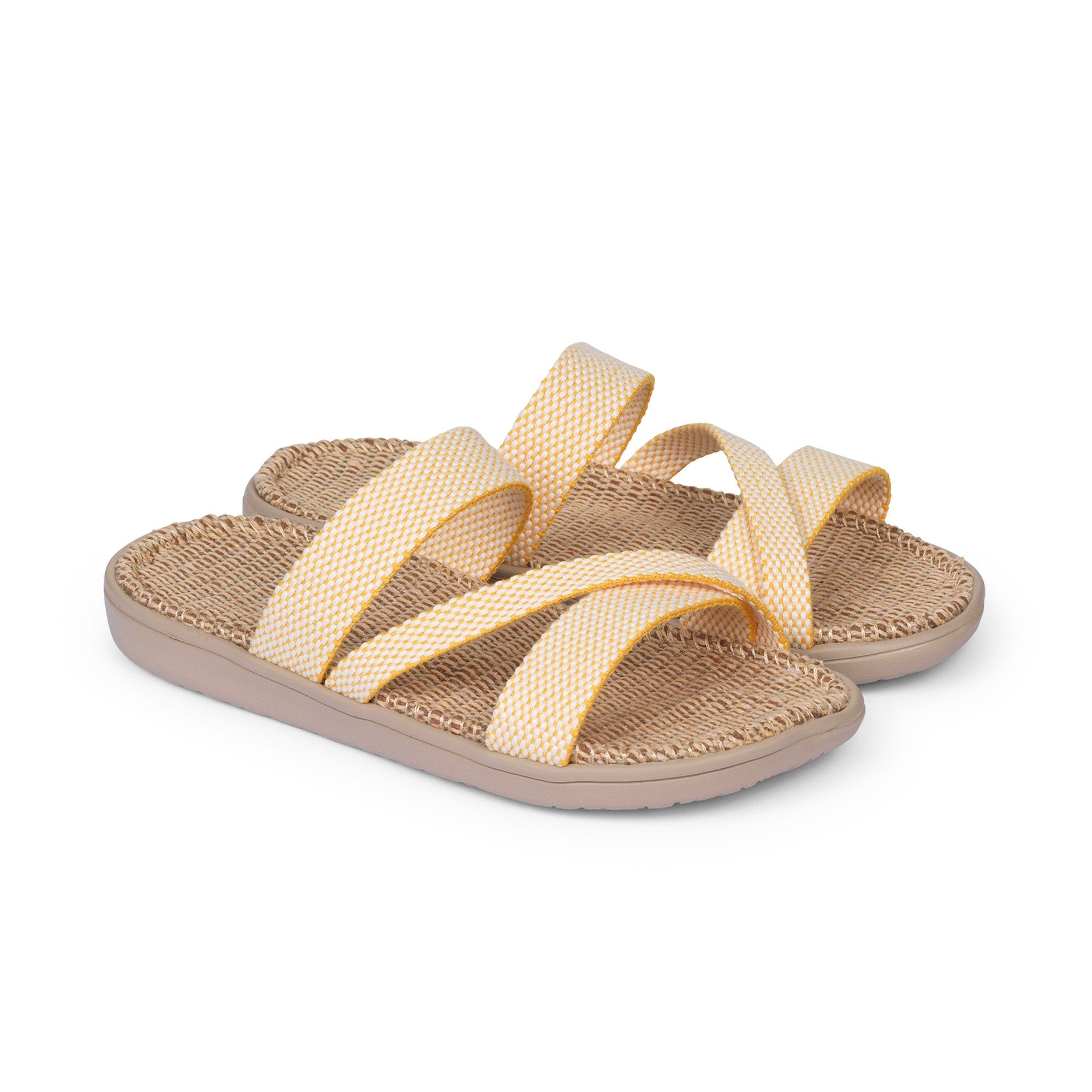 Sandals with straps of soft cotton. The comfortable inner sole in covered with jute