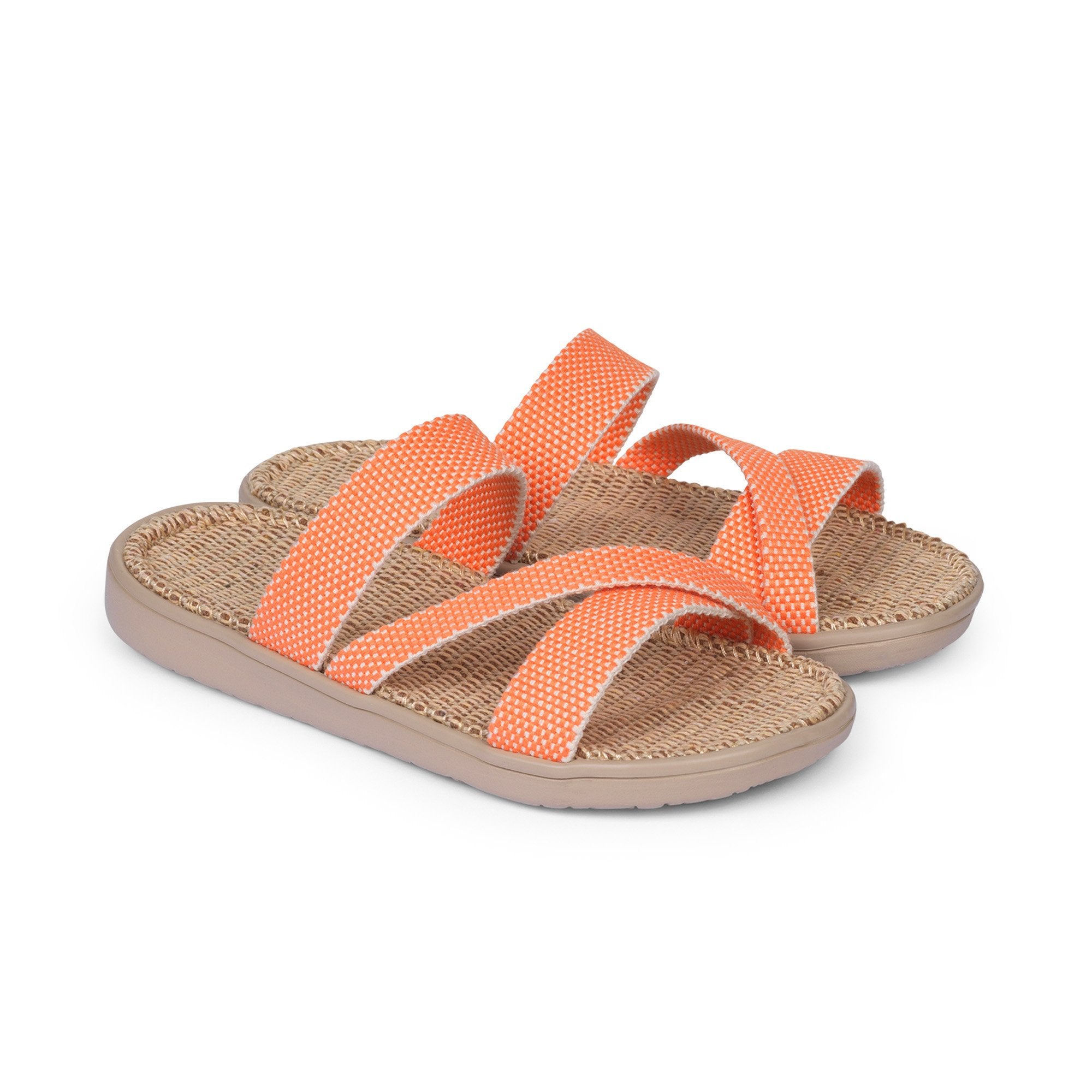 Sandals with straps of soft cotton. The comfortable inner sole in covered with jute