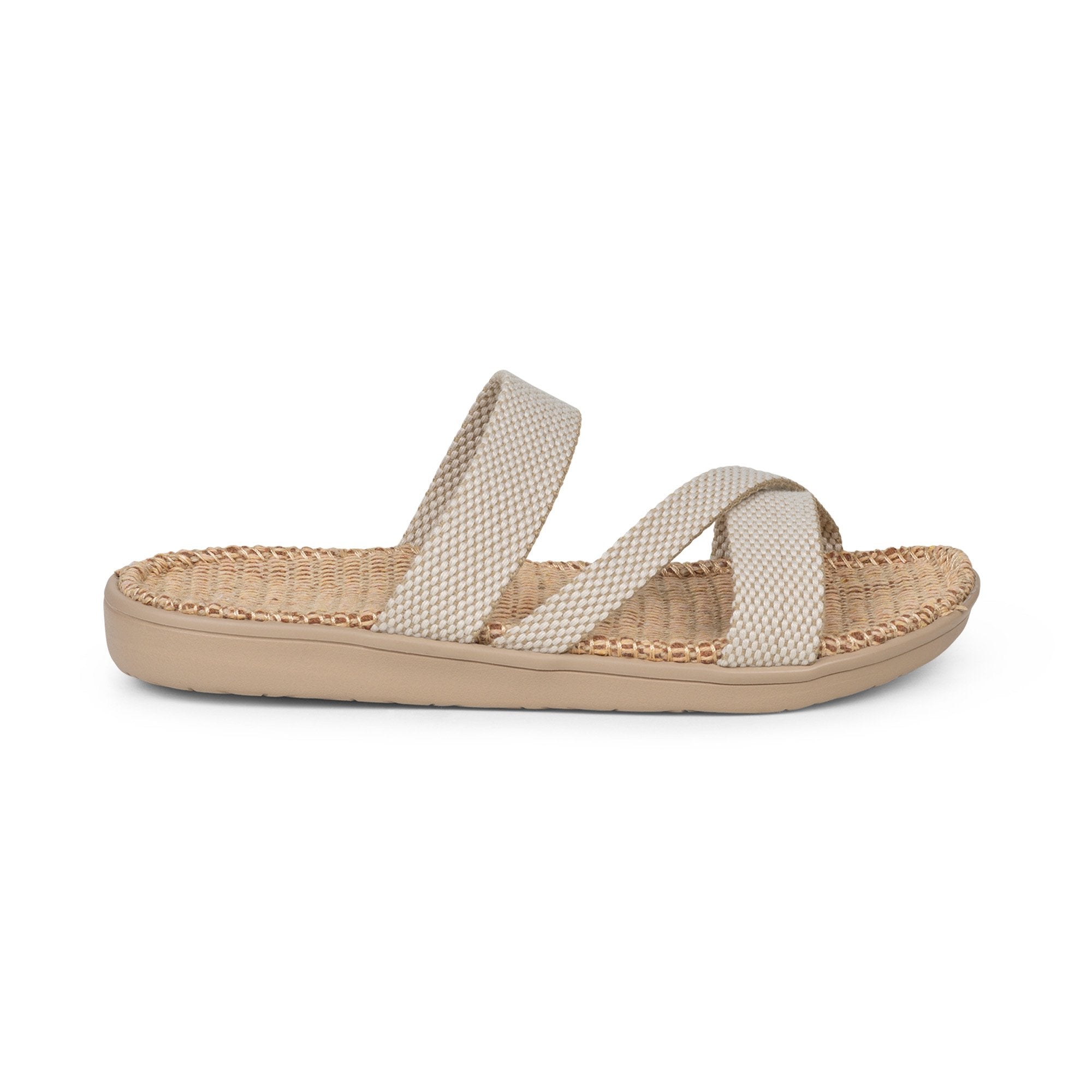 Sandals with straps of soft cotton. The comfortable inner sole in covered with jute