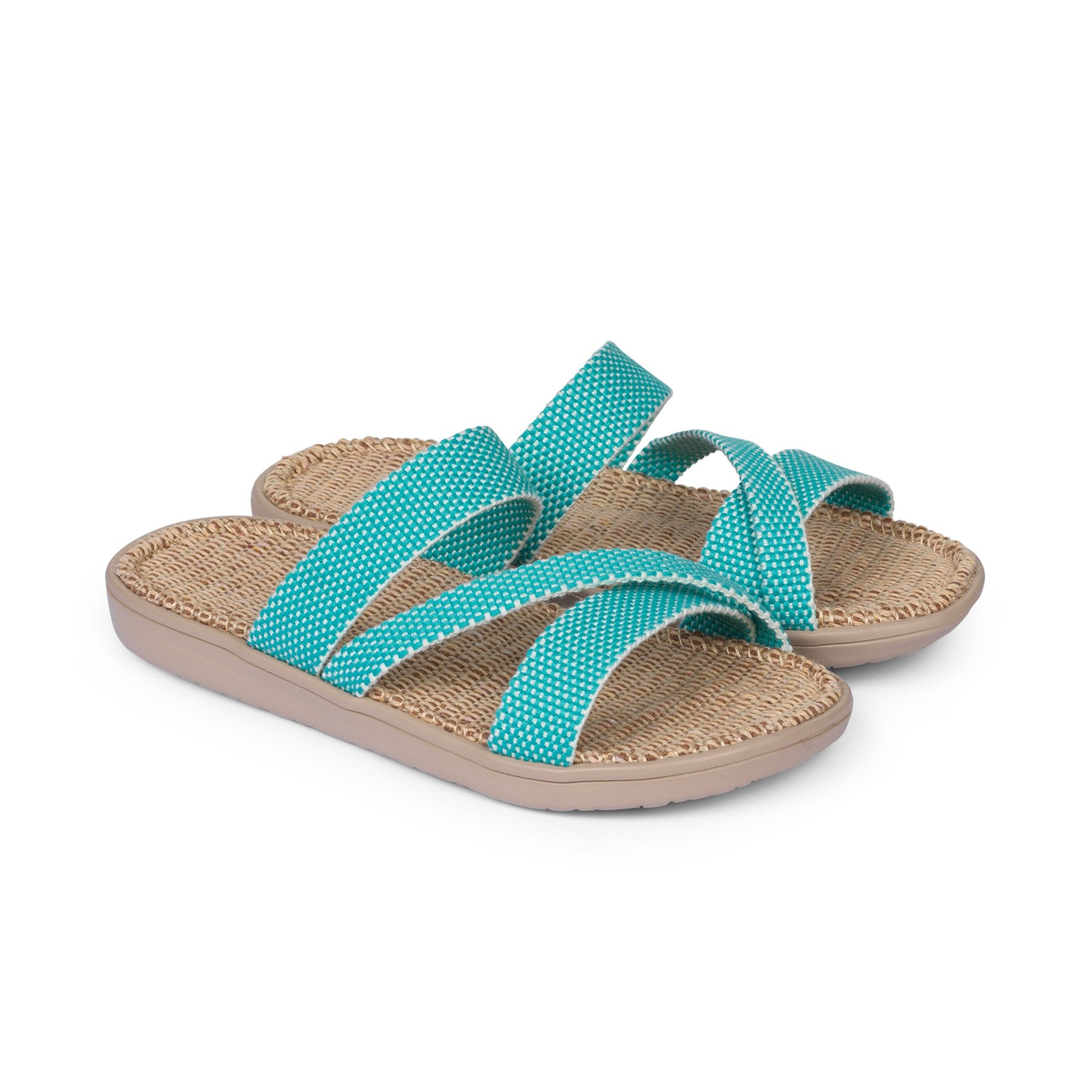 Sandals with straps of soft cotton. The comfortable inner sole in covered with jute