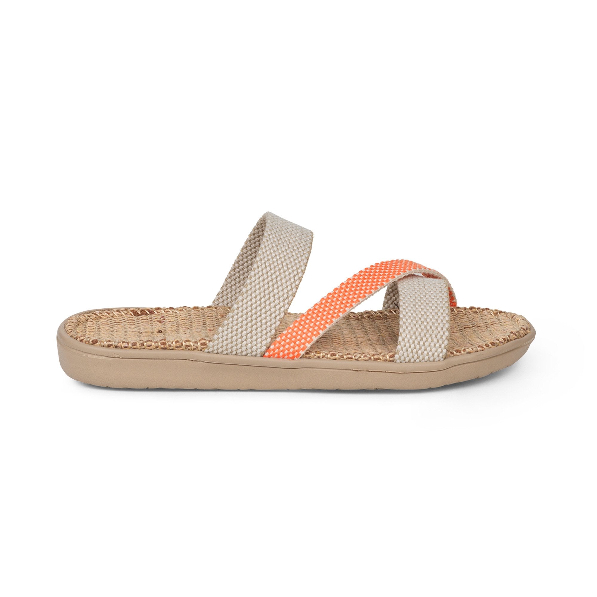 Sandals with straps of soft cotton. The comfortable inner sole in covered with jute
