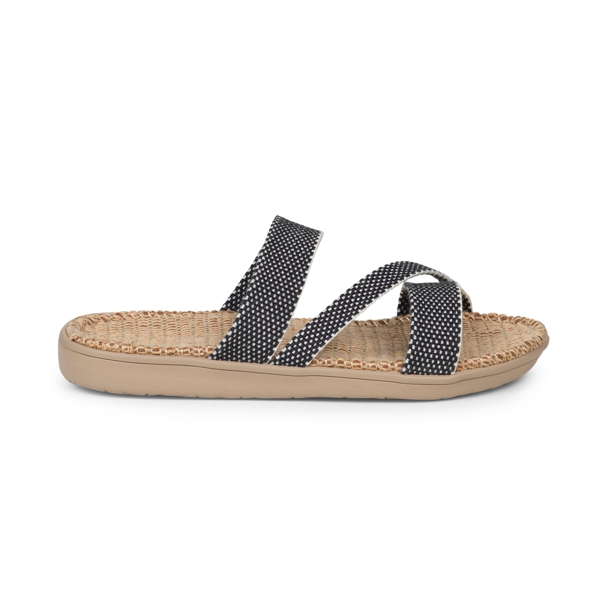Sandals with straps of soft cotton. The comfortable inner sole in covered with jute