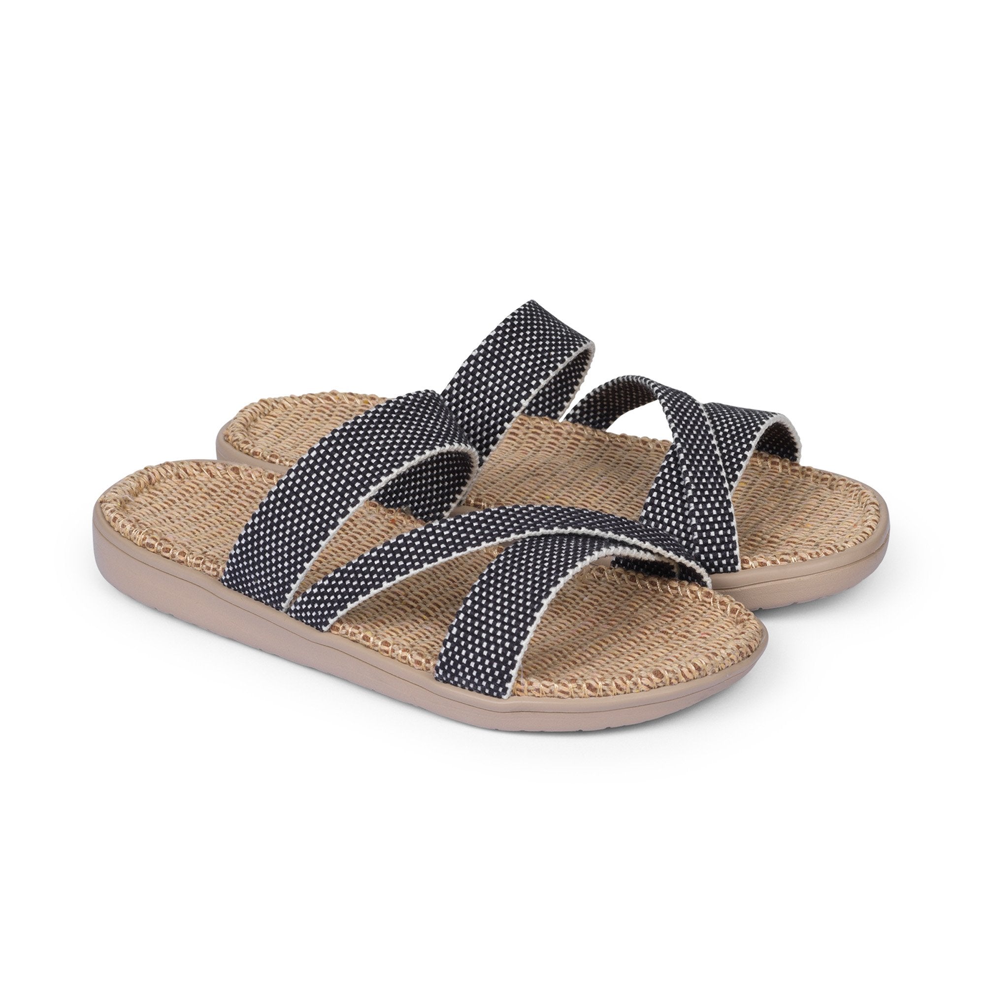 Sandals with straps of soft cotton. The comfortable inner sole in covered with jute