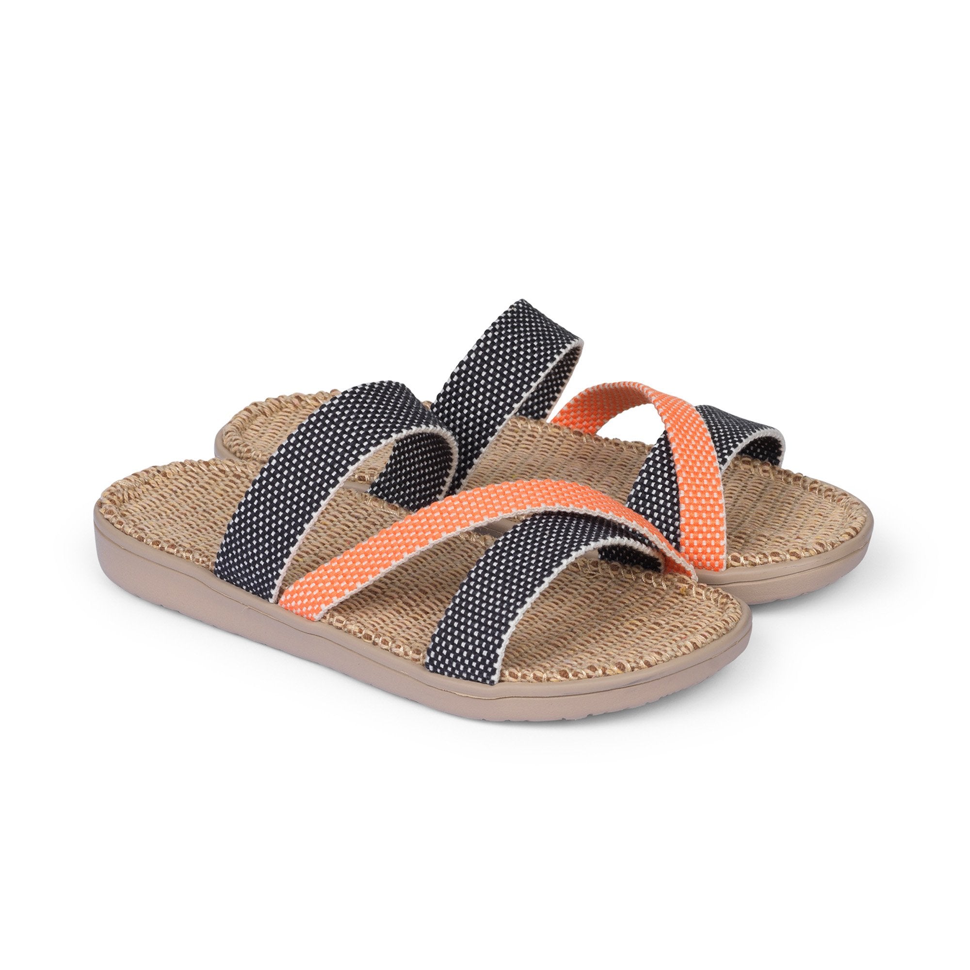 Sandals with straps of soft cotton. The comfortable inner sole in covered with jute